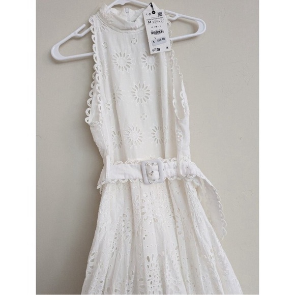 Zara White Eyelet Midi Dress - Picture 6 of 6